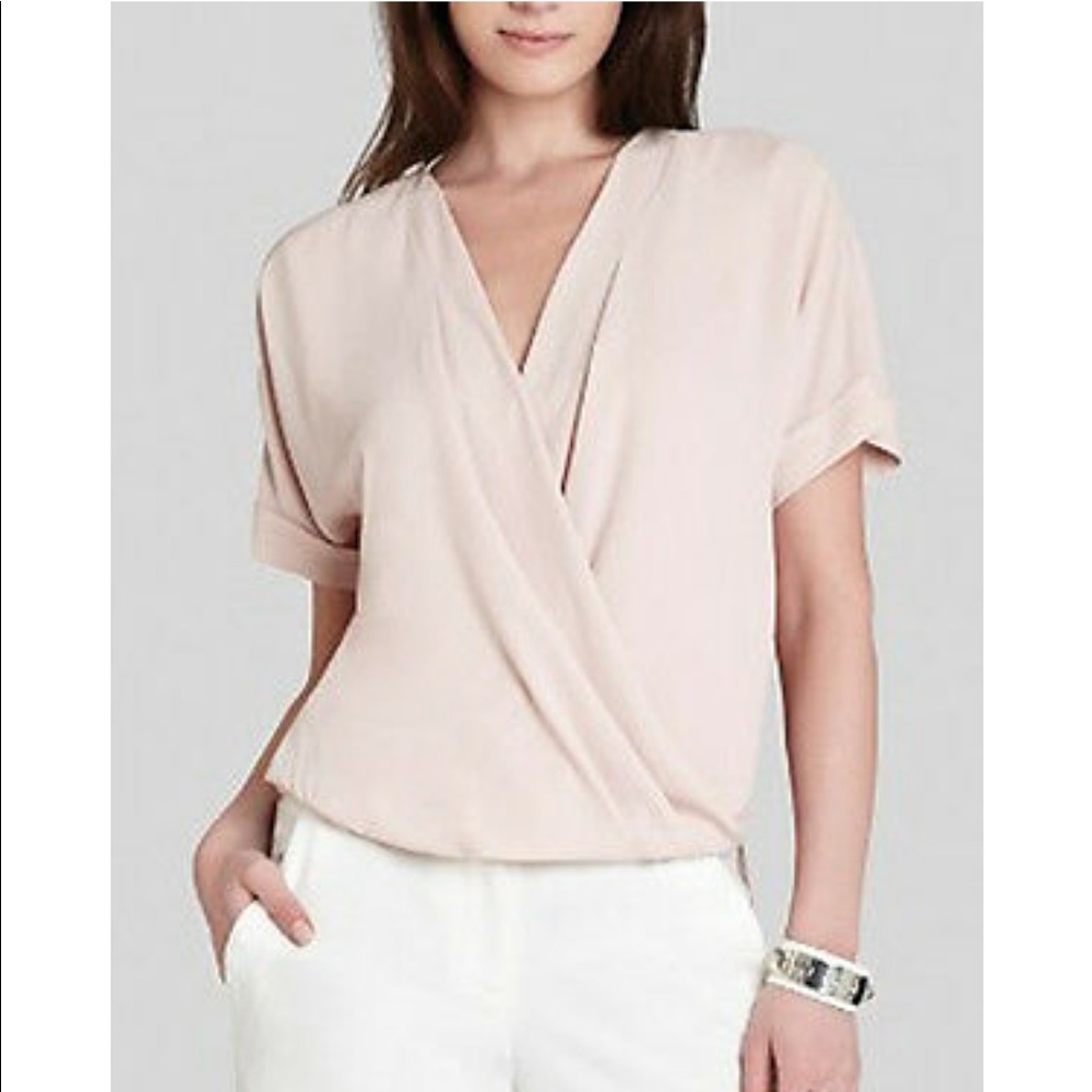 BCBGMaxAzria Natty Bare Pink Faux Tuck Blouse